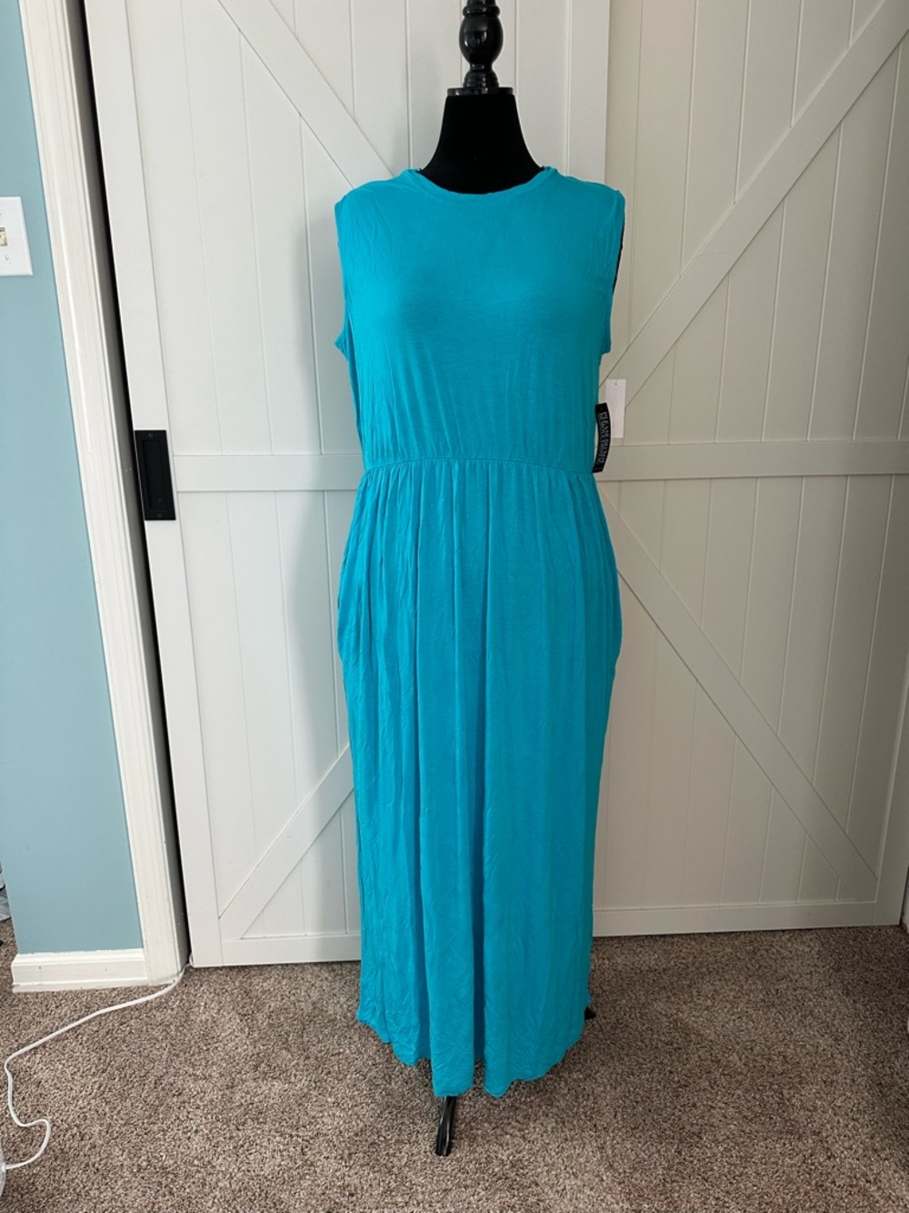 NWT NY & Co Soho Street Turquoise Maxi Dress XXL Sleeveless Pockets